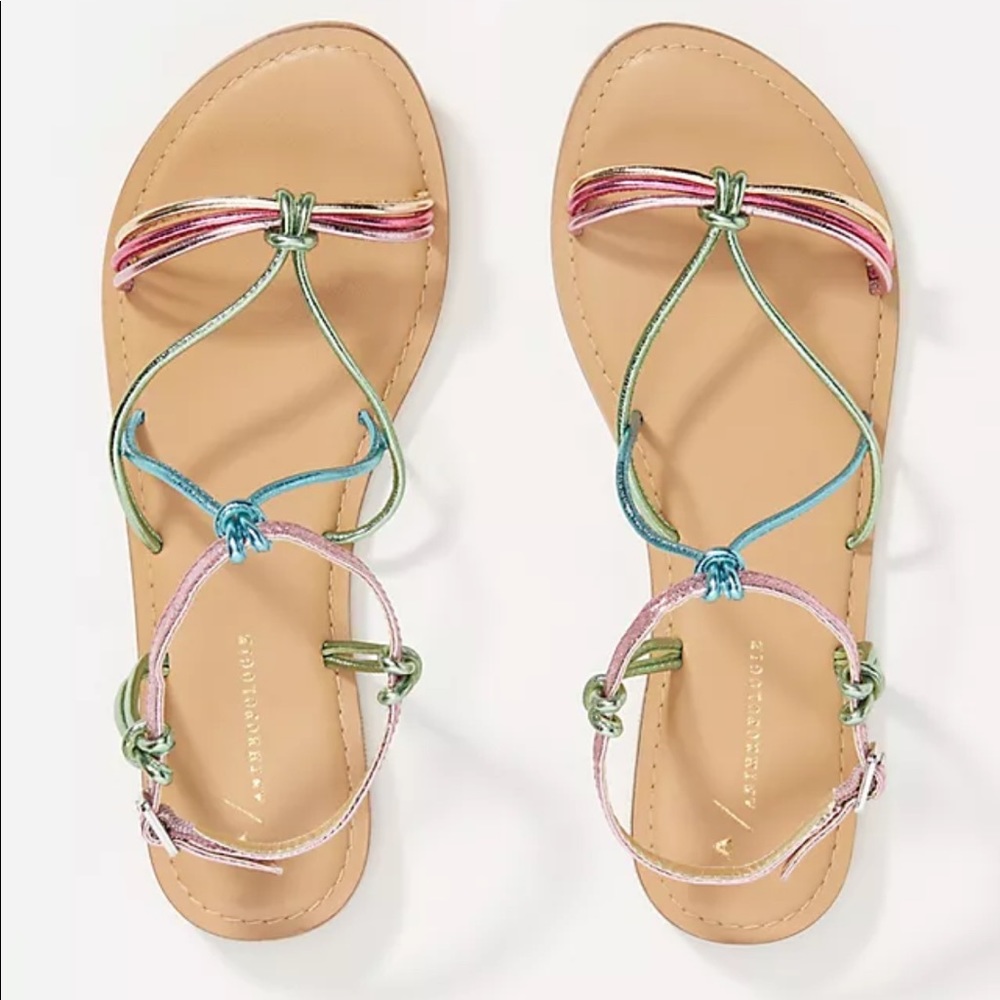 Anthropologie Cora Knotted Sandals in Rainbow Metallic
